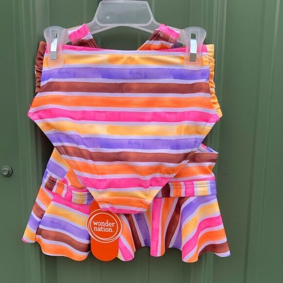 GIRLS STRIPED TANKINI Swimsuit Bathing Suit UPF 50+ 2-Pack Size 4/5 - Picture 3 of 8